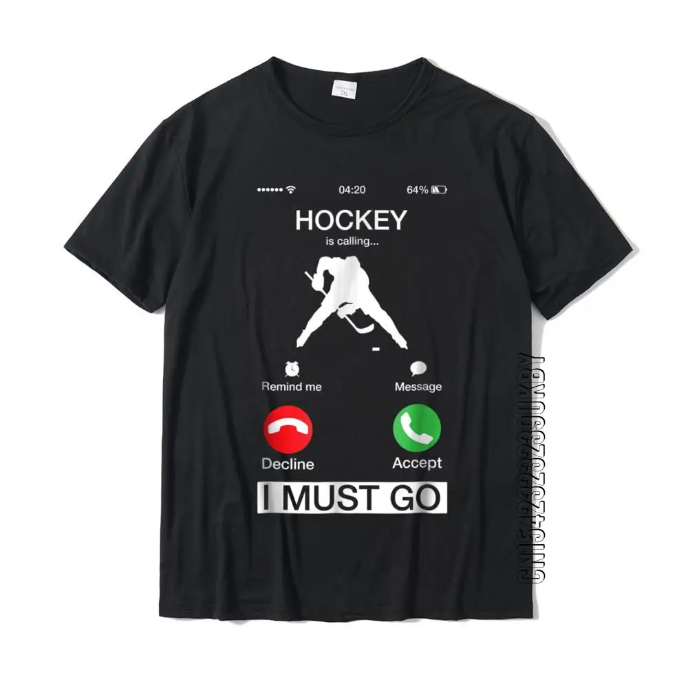 Hockey Is Calling And I Must Go Funny Phone Screen T-Shirt CosieDesign Tops Shirts Special Cotton Men's Tshirt