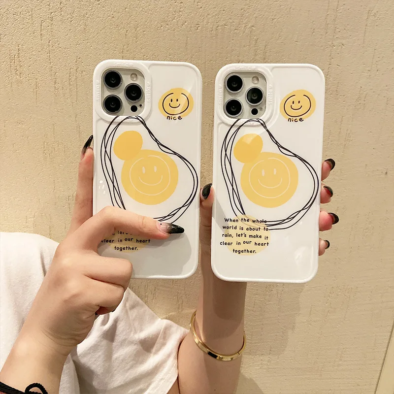

New Style Phone Case For iPhone 12Mini 11 Pro MAX XR XS MAX 7 8Plus Full Protection Silica Shockproof Smiley Pattern Back Covers