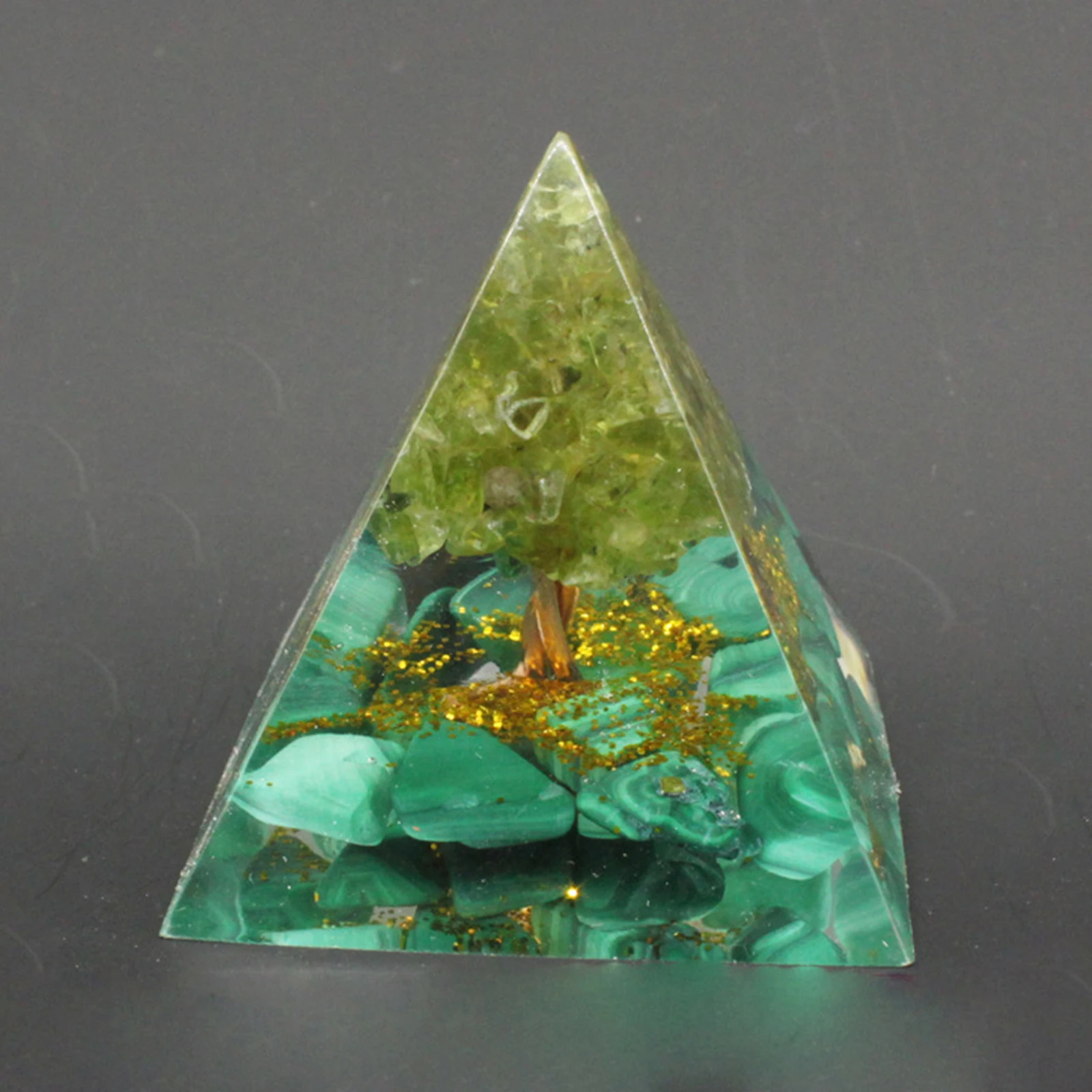 

60 мм кристалл пирамиды Малахитовый комплект украшения в виде драгоценного камня фигурка Настольный Декор