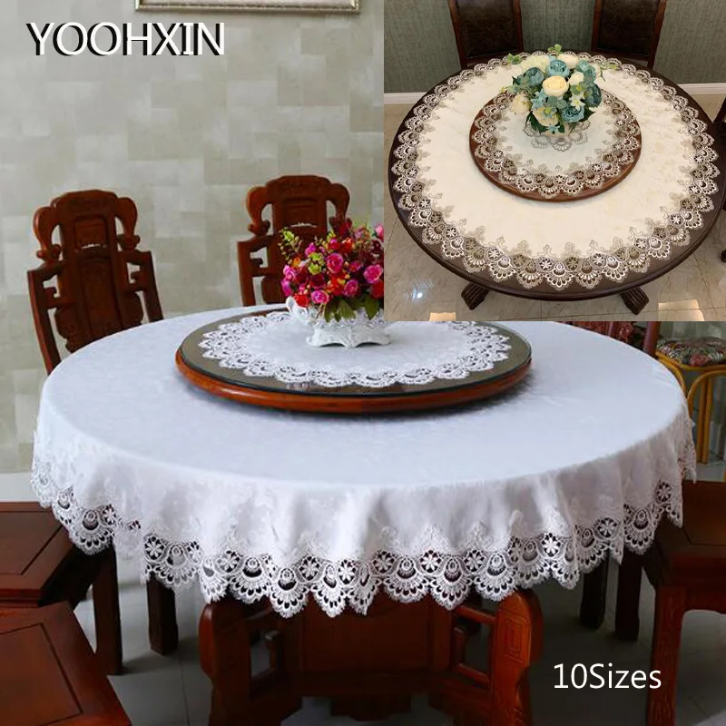 Европа 2 Цвета кружевные Сатиновые платья круглая скатерть с вышивкой обеденное