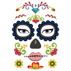 Временные тату-наклейки, День мертвых черепов, лицо Хэллоуина, крутая татуировка для красоты лица, водонепроницаемый праздничный маскарадный Декор