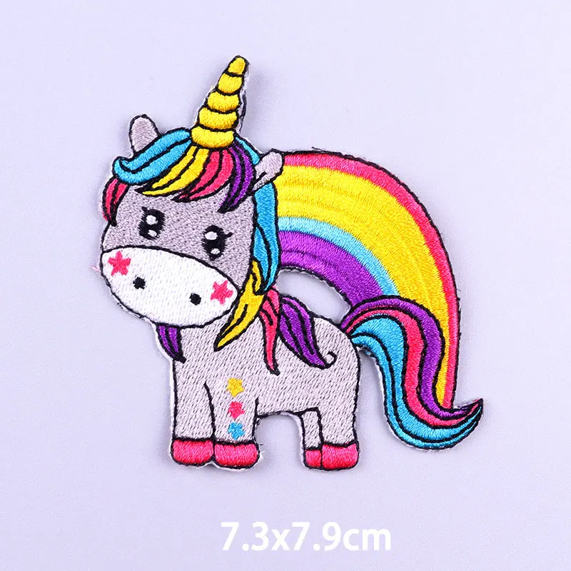 ЛГБТ патчи красочный мультфильм хиппи Единорог Вышивка утюгом Одежда