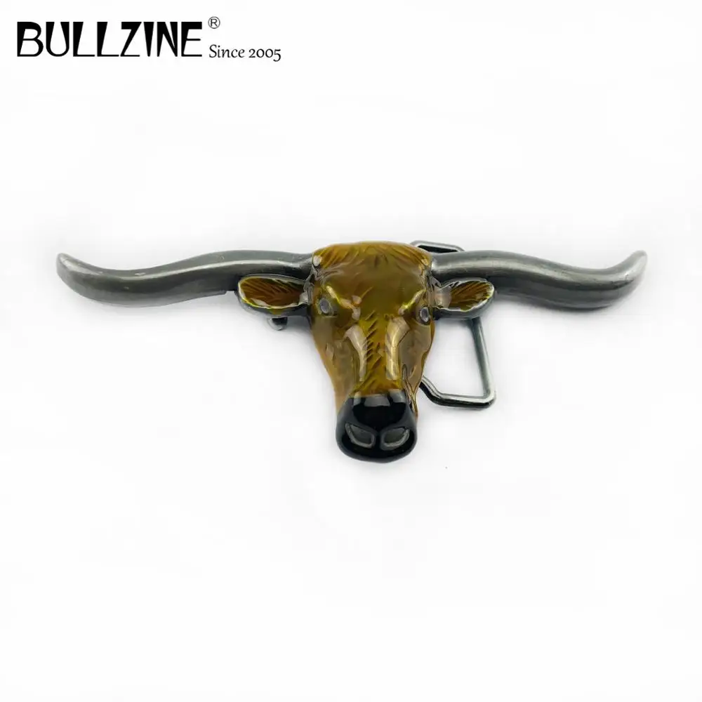 В Bullzine в западном стиле виде Головы Быка пряжки ремня с оловянной отделкой FP 03060