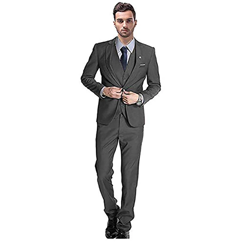 

Men's Classic 3 Piece Slim Fit Suits One Buttons Jacket Vest and Pants Set Groom Wedding Tuxedo Formal Business Blazer Masculino
