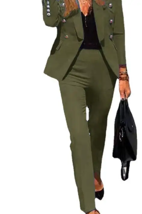 

Women Jacket Blazer Suit Fashion Casual Ladies Solid Color Two Piece 2021 Autumn Winter Office Wear Elegant Suit Jacket Pants