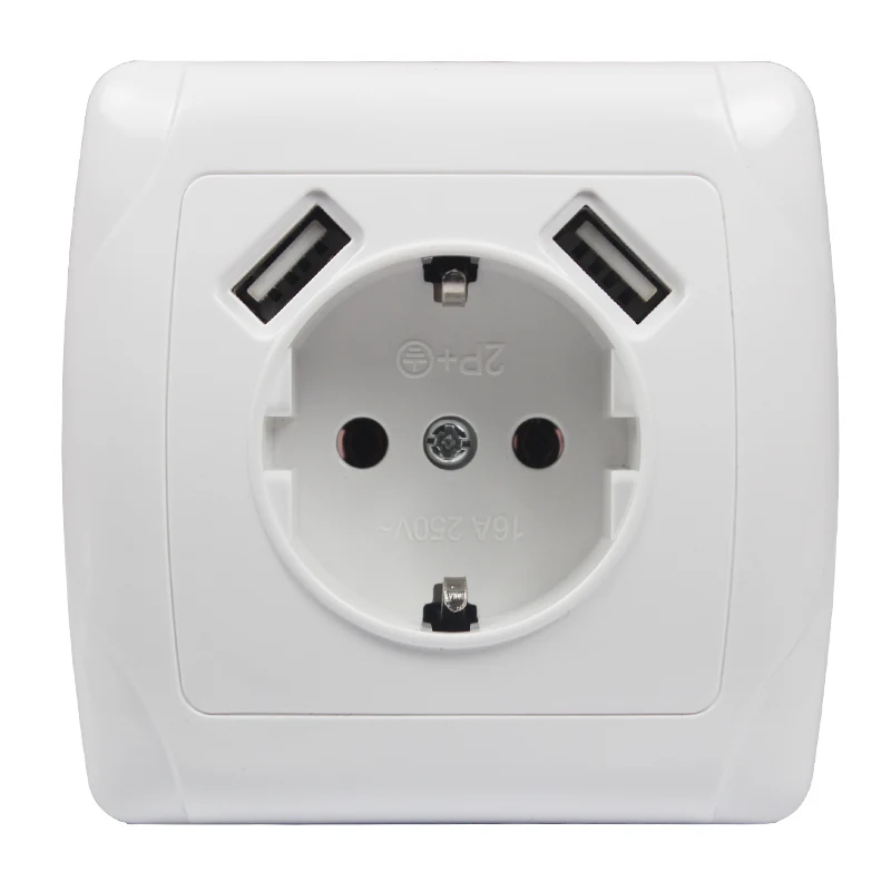 

USB Wall Socket Out Let Free shipping Double USB Port 5V 2A Usb enchufes para wall outlet usb outlet steckdose A011 wall panel