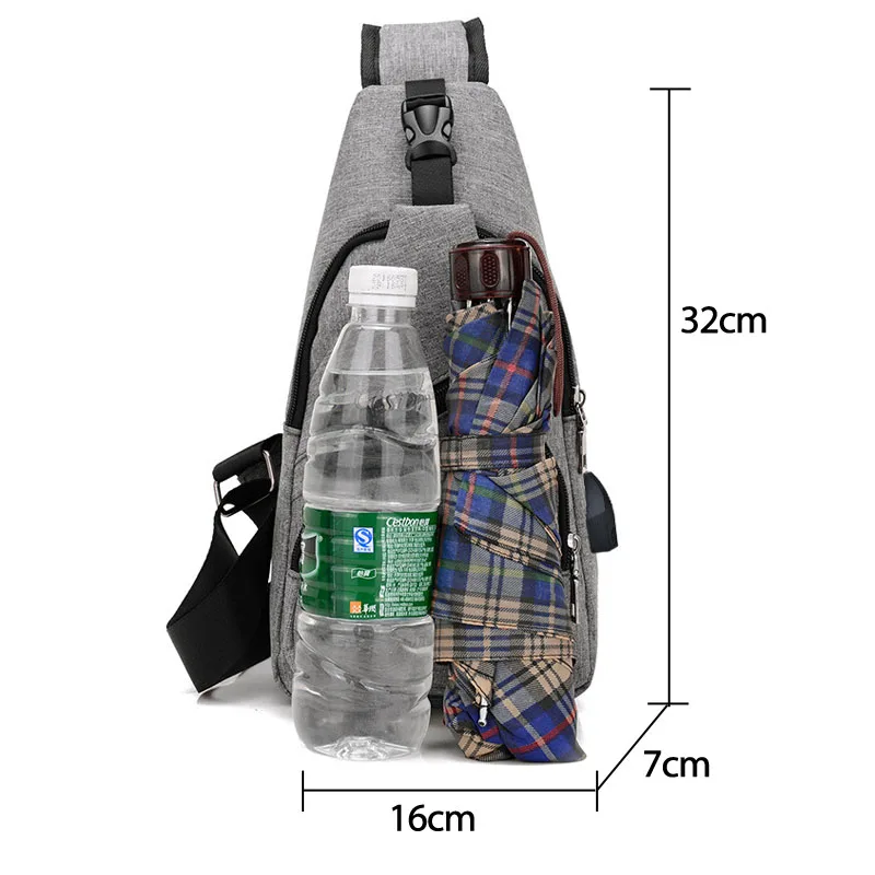 Мужская нагрудная сумка с USB зарядкой мужские сумки через плечо для мессенджеров