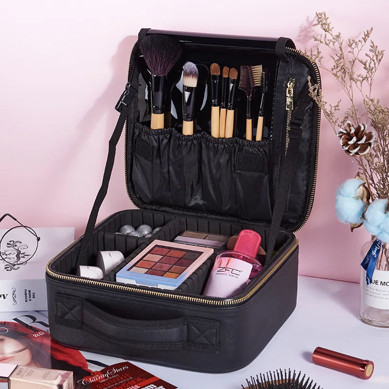 Профессиональный пустой органайзер для макияжа из искусственной кожи Bolso Mujer