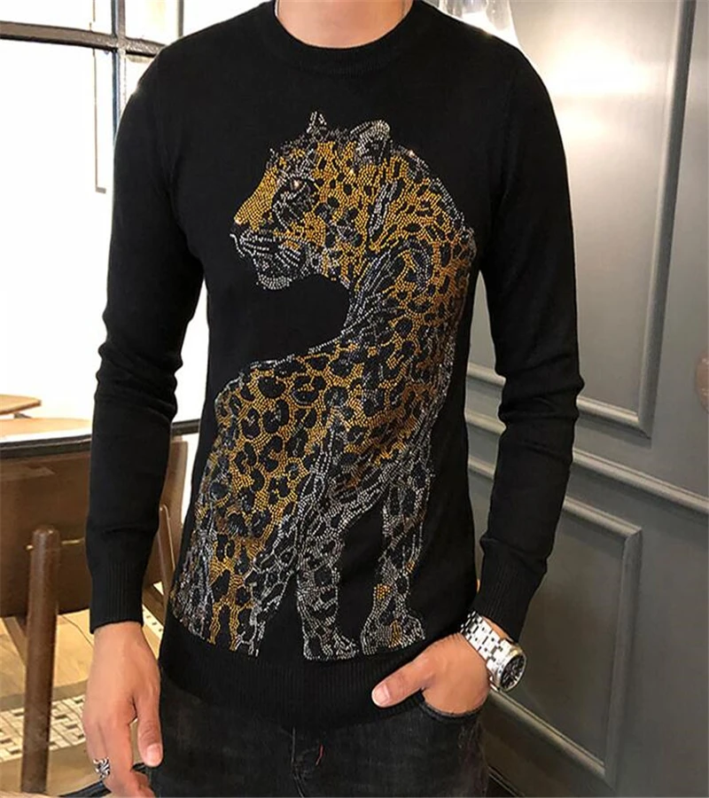 

printing slim youth leisure autumn Men's sweater cotton modal eagle personalized top quality