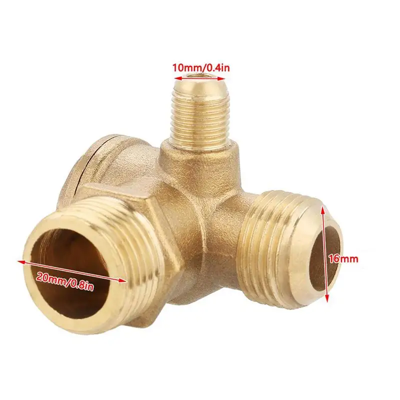 

Check Valve 3 Port High Strength Brass Male Thread 90 Degree Air Compressor Check Valve Spare Parts Tube Connector Tool