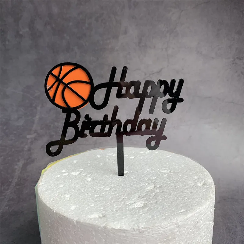 

INS New Basketball Acrylic Cake Topper Creative Happy Birthday Cake Topper For Kids Boys Birthday Sports Party Cake Decorations