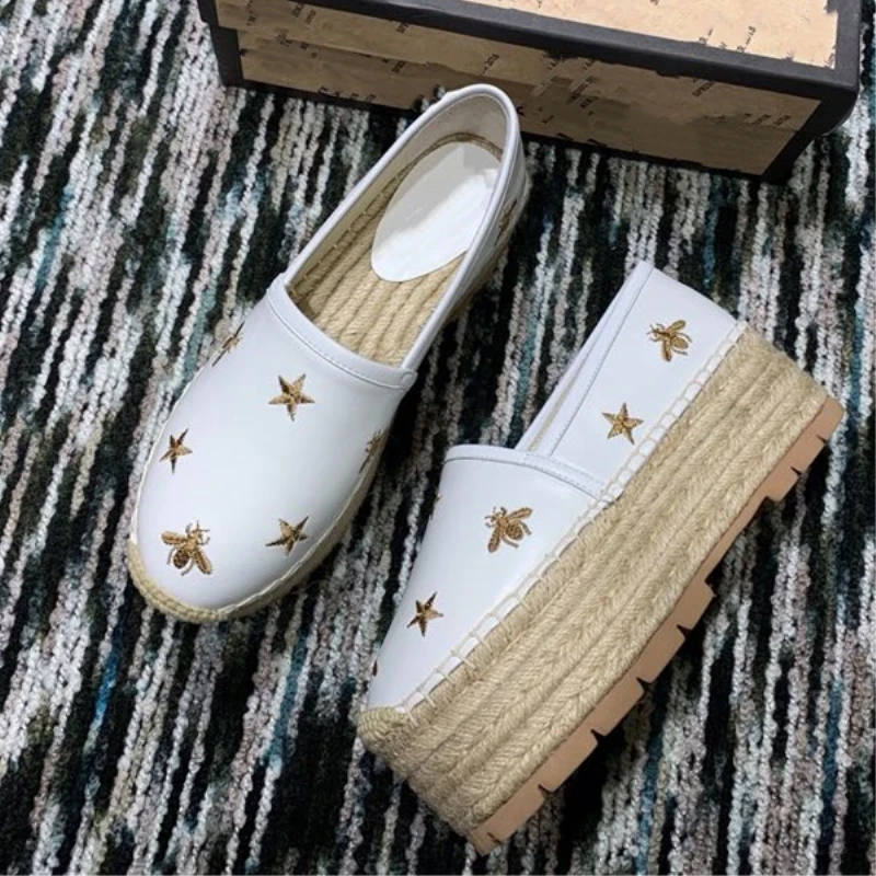 Туфли женские на платформе эспадрильи Натуральная овечья кожа повседневная