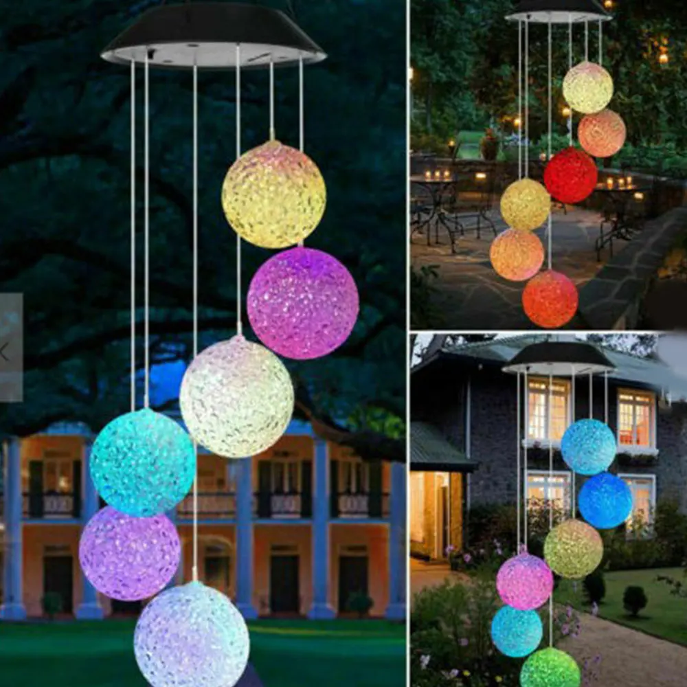 Светильник колокольчик на солнечной батарее цветной садовый уличный подвесной