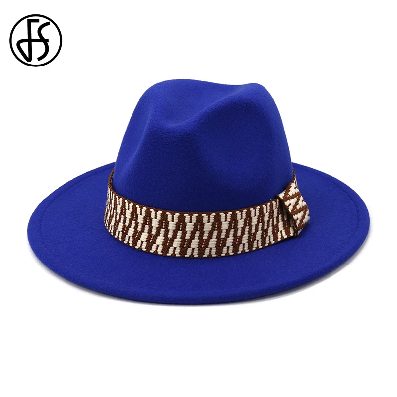 FS модная шляпа с широкими полями фетровая Панама джазовая для женщин мужчин фетр