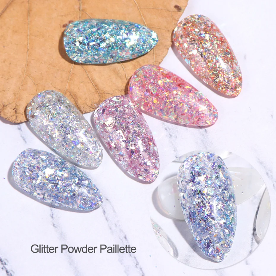 6 коробок для полировки Spangles голографические наклейки ногтей блестки