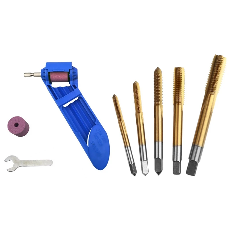 

1 Pc Corundum Grinding Wheel Drill Bit Sharpener Titanium Drill & 1Set 3Mm-8Mm Hss Titanium Hand Tap Tapping Screw