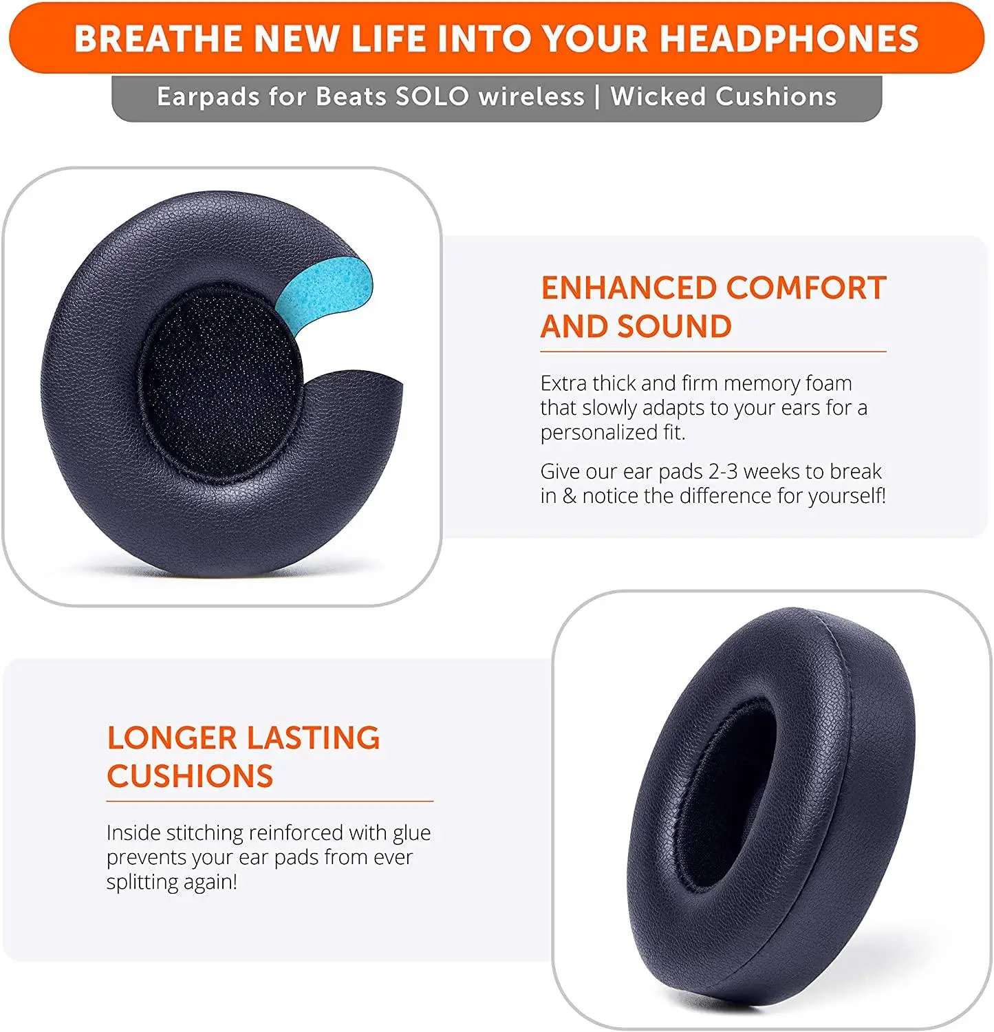 Замена Premium Beats Solo 2 Earpad - Легко устанавливаемые подушки для наушников & 3 Wireless ON-EAR.