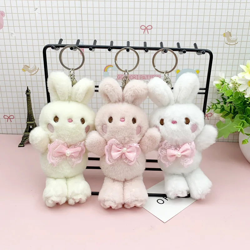 

new Stylish Cartoon Cute bow tie bunny sweet pendant Exquisite Keychain soft Soothing doll christmase birthday wedding gift