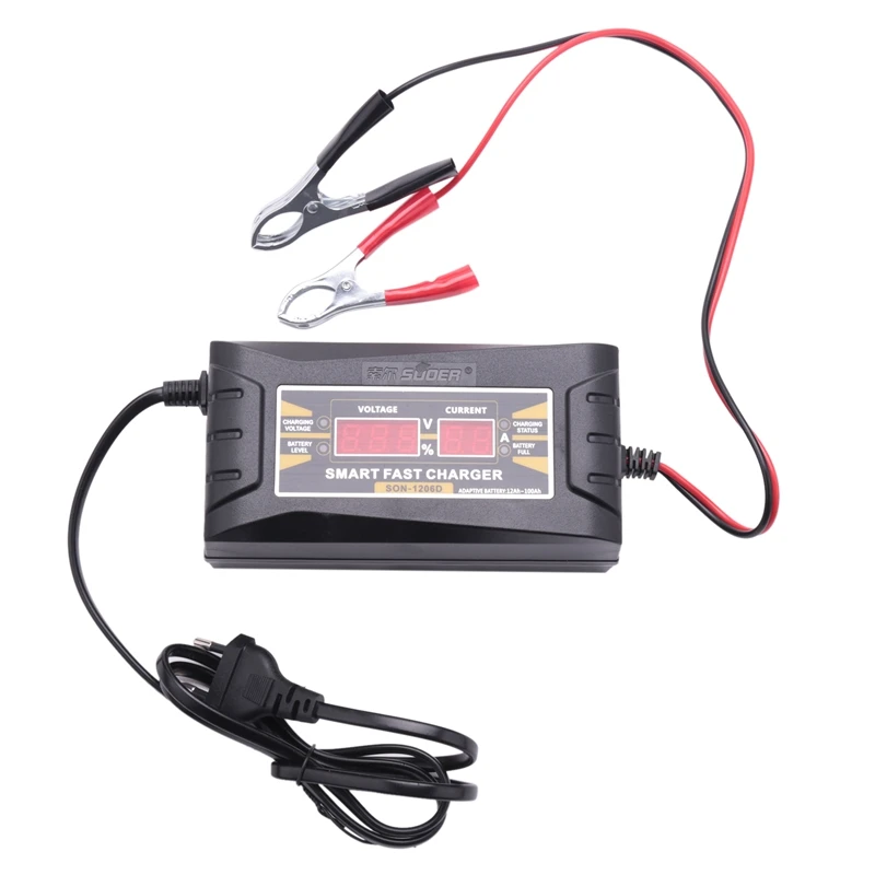

AL21 -Son-1210D+ Lcd Smart Fast Lead-Acid Battery Charger 12V 10A For Car Motorcycle Eu Plug