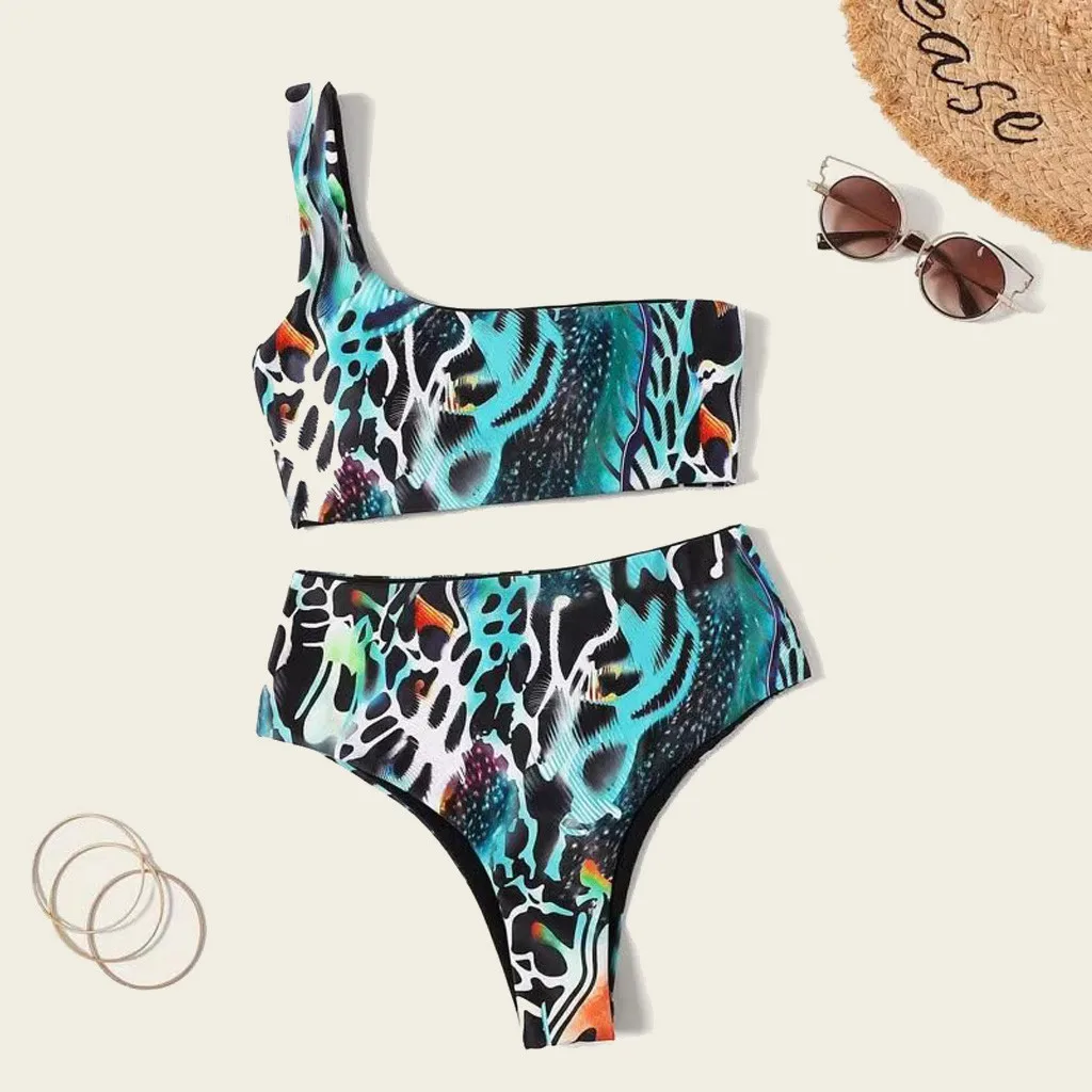 Женский сексуальный комплект бикини со змеиным принтом 2020 высокая талия микро