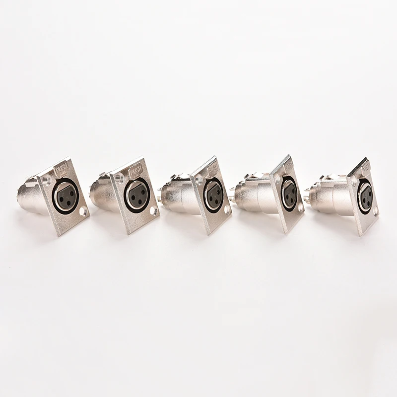 

3Pins XLR Connector Female Jack Socket Panel Mounted Type Chassis Square Shape Metal Housing