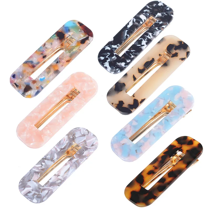 

Новинка, 1 комплект, модная Женская Геометрическая полая фотовспышка Акриловые зажимы для волос DO99