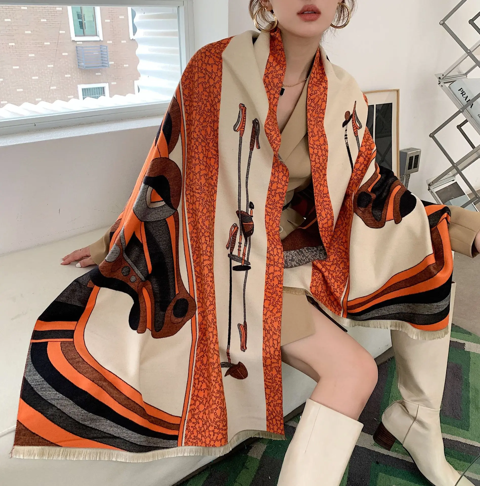 Роскошный кашемировый шарф женские толстые теплые зимние шали из пашмины с