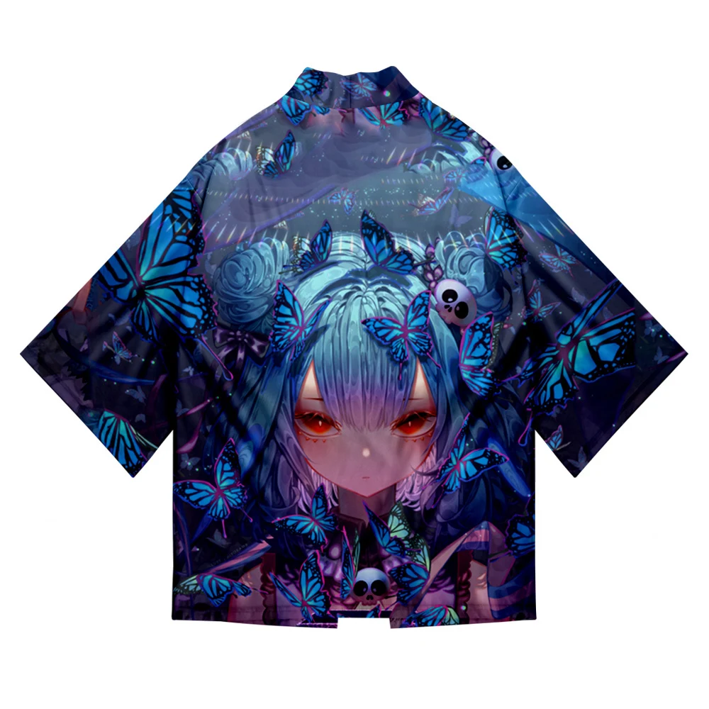 

Kawaii HOLOLIVE VTuber Uruha Rushia 3D Summer Holiday Women/Men Three Quarter Sleeve Sexy Style Blouse Anime Fashion Kimono Tops