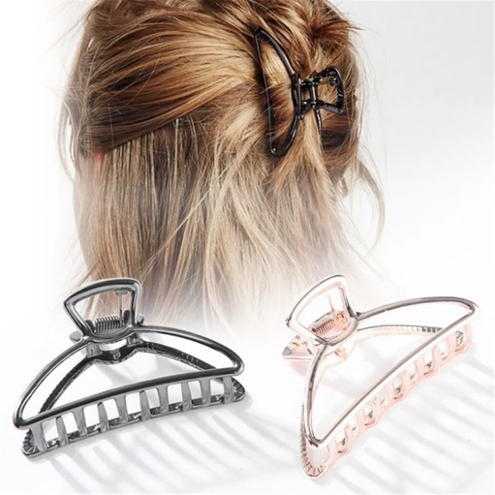 

2019 Women Girls Geometric Hair Claw Clamps Hair Crab Moon Shape Hair Clip Claws Solid Color Accessories Hairpin