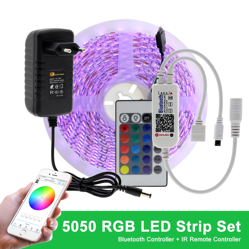 Wifi/Bluetooth RGB RGBW набор светодиодных лент DC12V Светодиодная лента 5050 5 м 300 светодиодный s+ wifi/Bluetooth контроллер+ адаптер питания - Испускаемый цвет: Bluetooth RGB