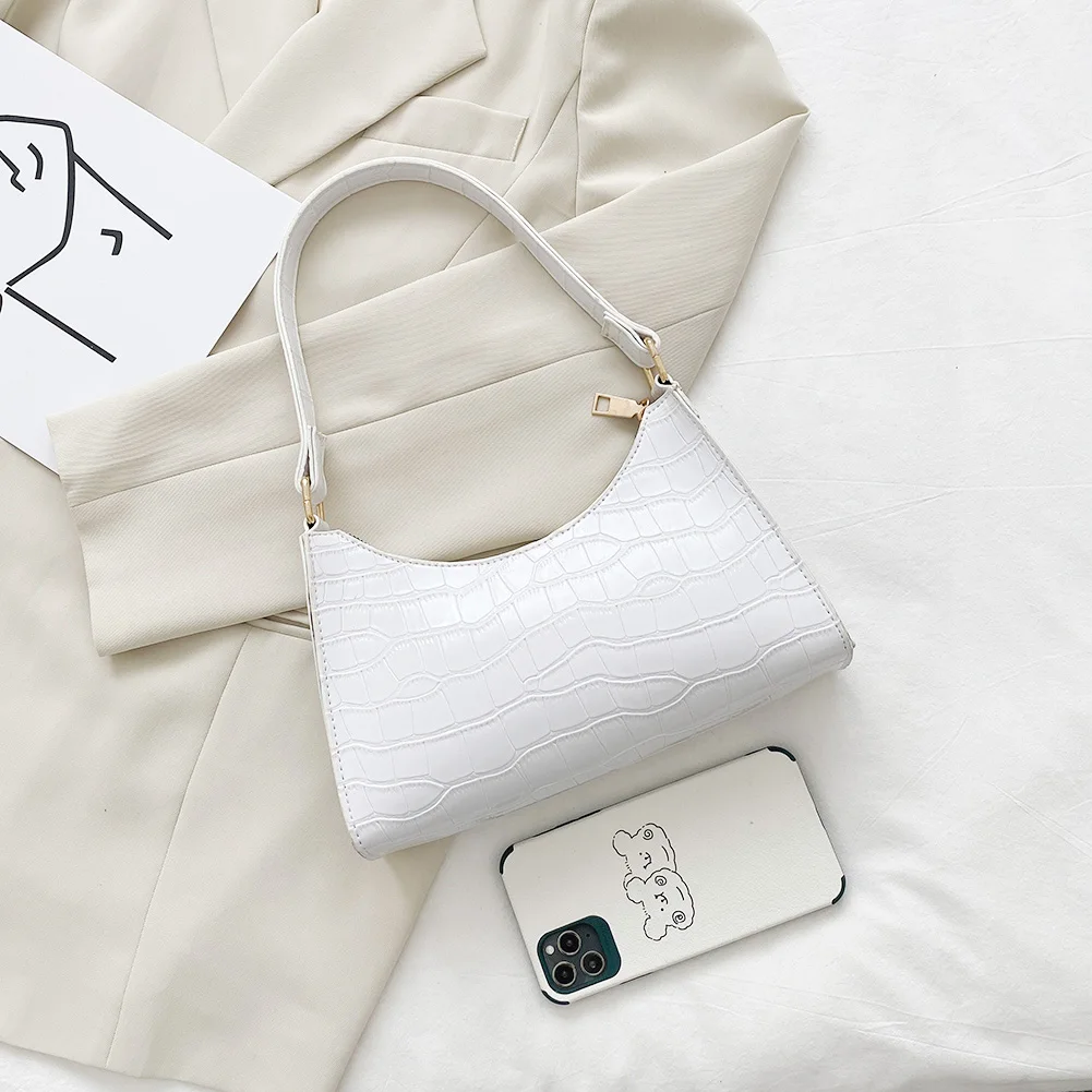 

Women Fashion PU Alligator Pattern Underarm Bag Vintage Solid Color Hobos Bags Casual Ladies Wallet Shoulder Pouch