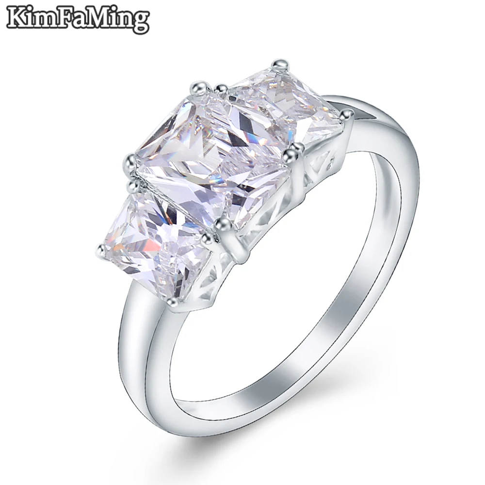 Низкая цена Мода Прямоугольные Форма три камня кольца для мужчин кубический