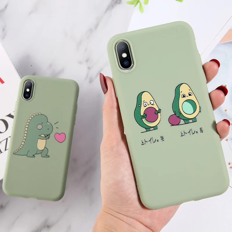 USLION мультяшный динозавр авокадо чехол для телефона для iphone 11 Pro X XR XS MAX 7 6 6S 8 Plus силиконовый чехол с сердечком Мягкий ТПУ чехол