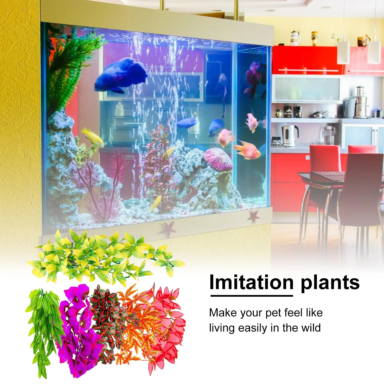

12 Inch DIY Fish Tank With Suction Cup Ornament Plastic Fake For Reptile Simulated Plant Decorative Artificial Vine Hanging