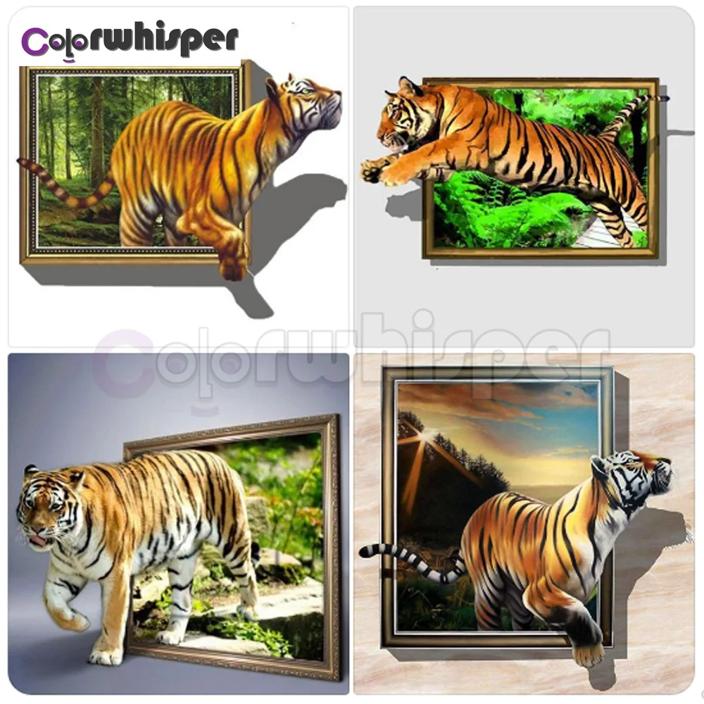 Алмазная живопись Z1183 полноразмерная/круглая вышивка с тигром 5D крестиком мозаика кристаллами настенное