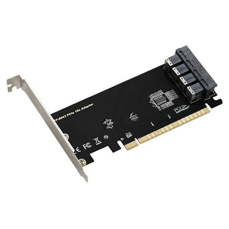 

Розничная продажа PCIE X16 на 4 порта U.2 Плата расширения SFF8639 интерфейс 4-Port Nvme адаптер Карточка SSD плата адаптера для ПК Майнер