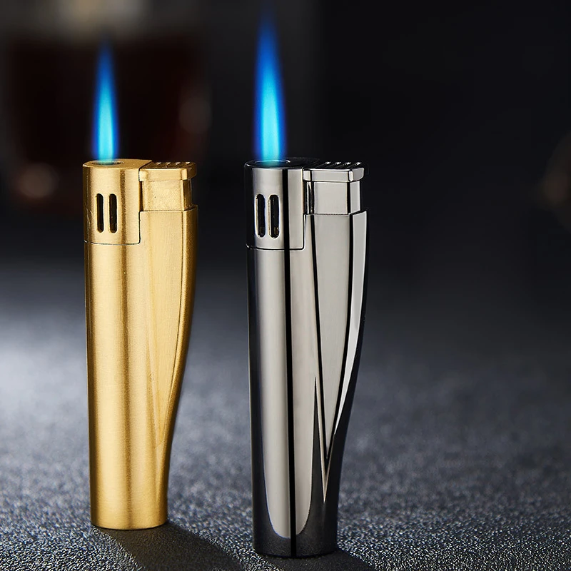 

Mini Torch Metal Butane Gas Lighters 1300C Windproof Straight Blue Flame Cigar Lighter Smoking Accessories Gadgets For Men