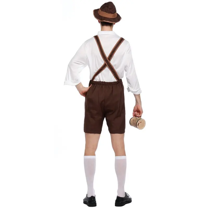 

Germany Beer Festival Oktoberfest Bavarian Lederhosen Cosplay Costumes Adult Men Carnival Party Uniform Set