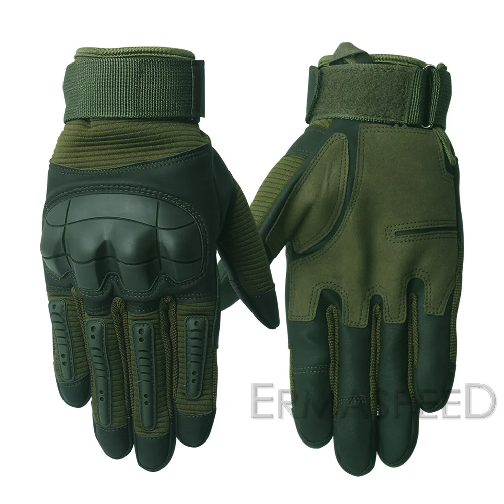 Army Green Зимние Мотоциклетные Перчатки кожаные тактические военные полный палец мотокросс эндуро Велоспорт Гонки верховой езды перчатки для ATV питбайк - Цвет: Army Green