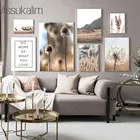 Осенний пейзаж, холст с принтом одуванчиков, рисунок тростника, постер с оленем, Скандинавская Настенная картина для украшения гостиной