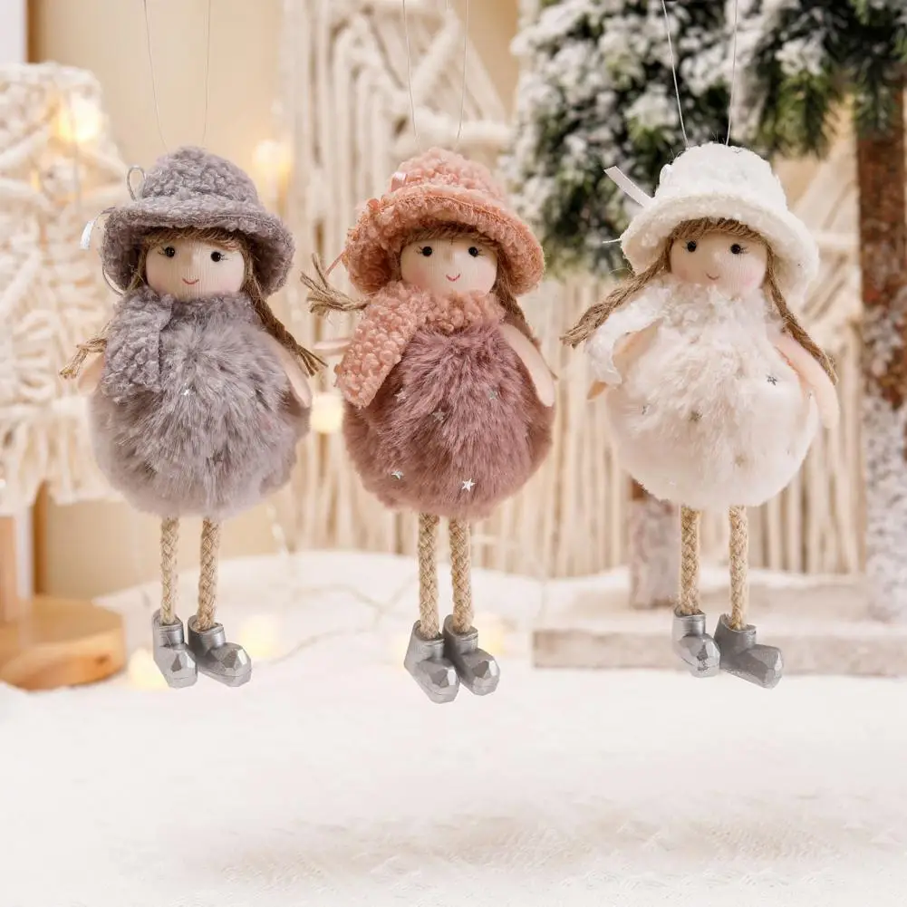 

70% Dropshipping!!Hanging Ornament Lovely Portable Fabric Christmas Tree Bowknot Five-pointed Girl Doll Toy Pendant for Children