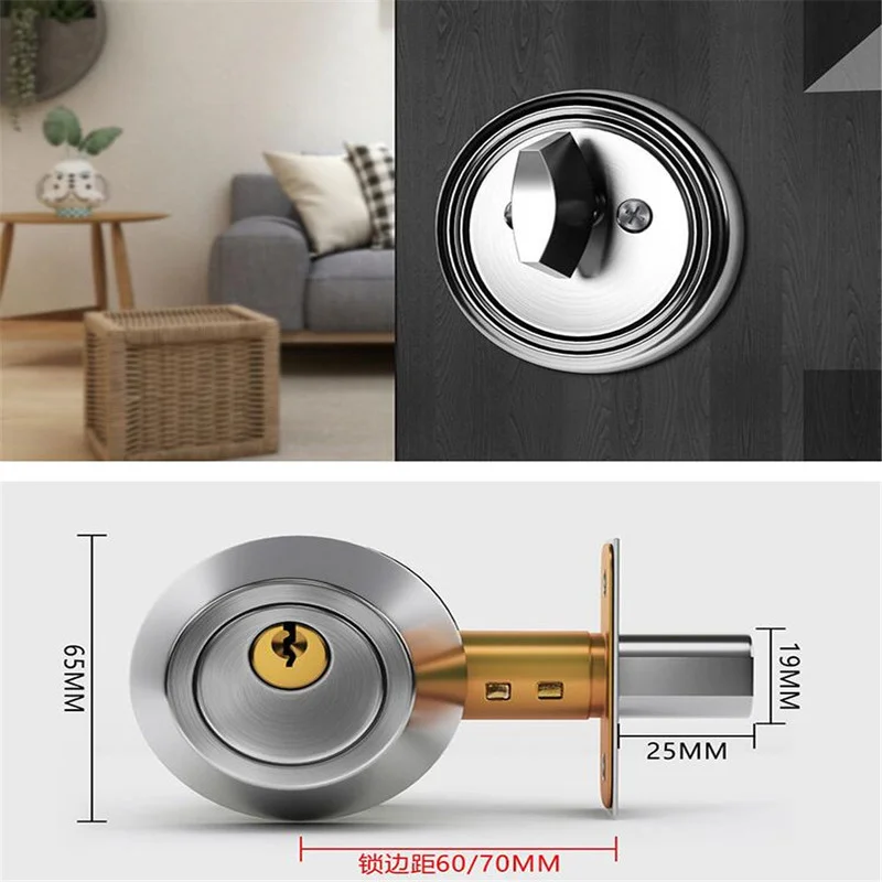 Невидимые ворота одиночный замок цилиндр Deadbolt спальня нержавеющая сталь мертвый