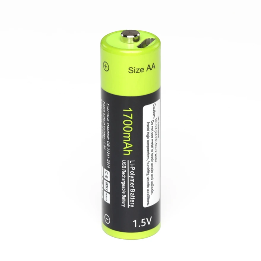 Горячая продажа 1 шт./лот ZNTER AA Аккумуляторная батарея 5 V 1700mAh USB зарядка литиевая