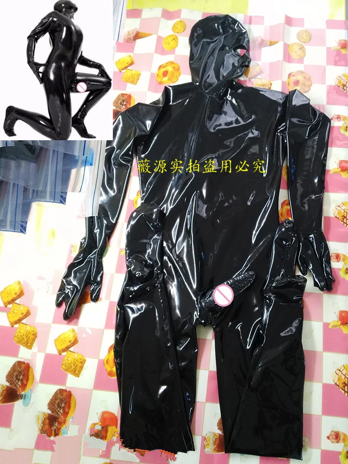 Пикантные черные сапоги Для мужчин Латексная лента для всего тела костюм кошки