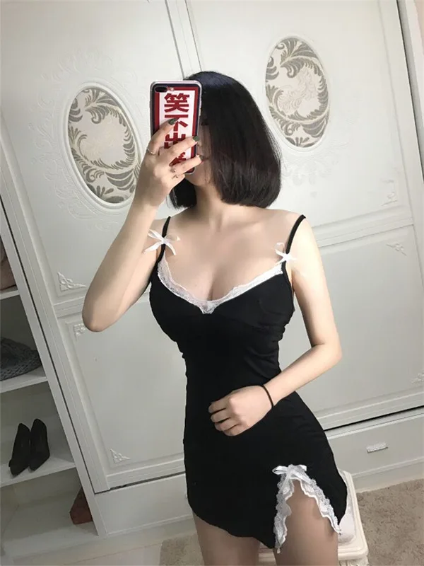 Женское хлопковое Ночное платье без рукавов с разрезом Мини Ночная рубашка