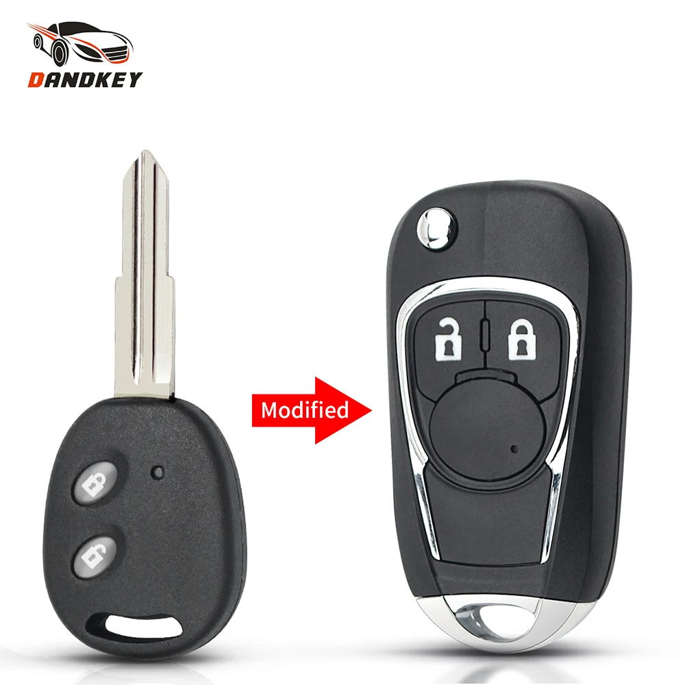 

Dandkey For Chevrolet LOVA Sail Epica Lechi Spark Modified Flip 2 Buttons Remote Car Key Shell Uncut Left/Right Blade Blank Case