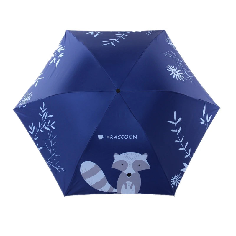 Милый зонтик от солнца с енотовым узором для студентов портативный зонт карандаш