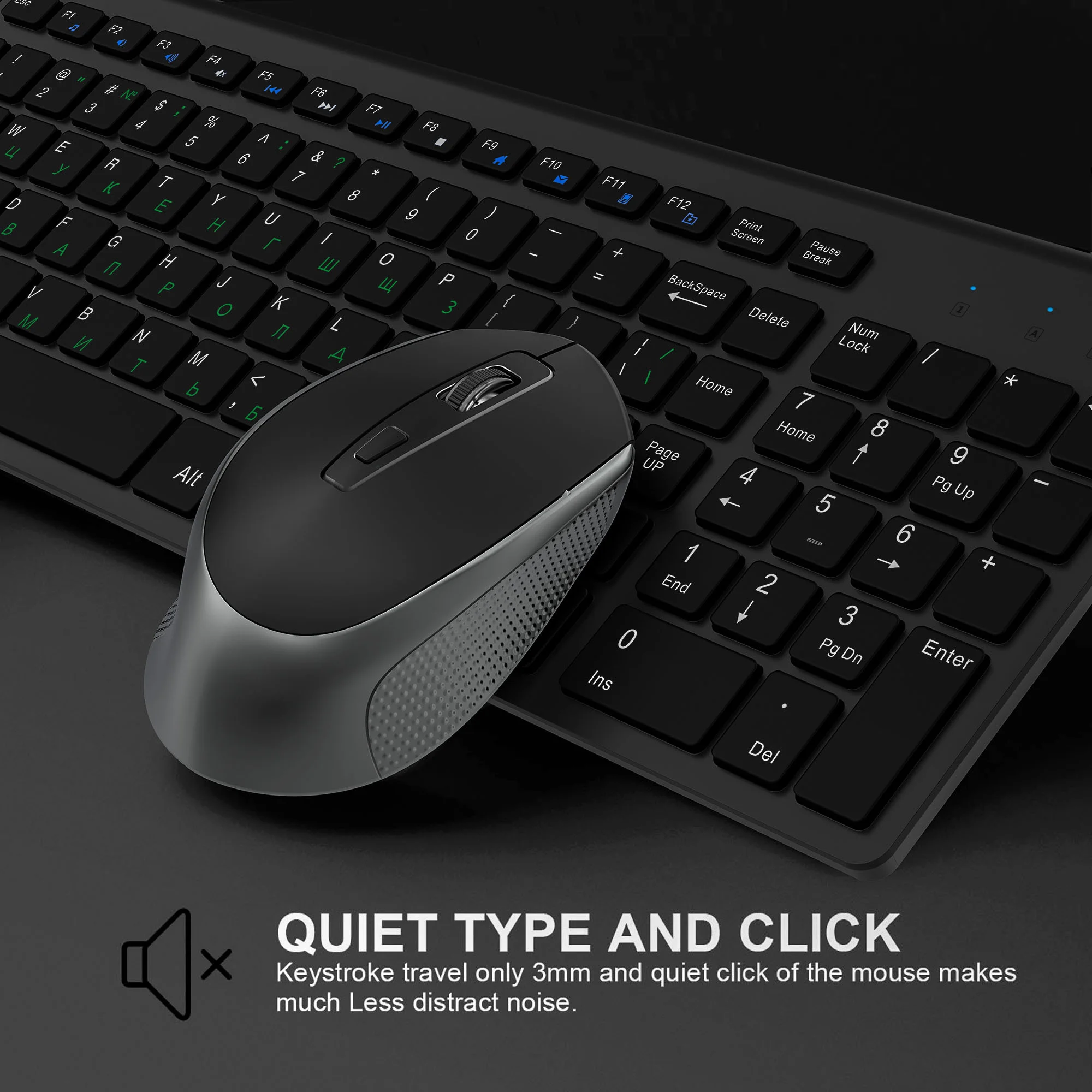 

Wireless keyboard and mouse game, portable keyboard with USB interface, 2.4G, suitable for home office, windows system