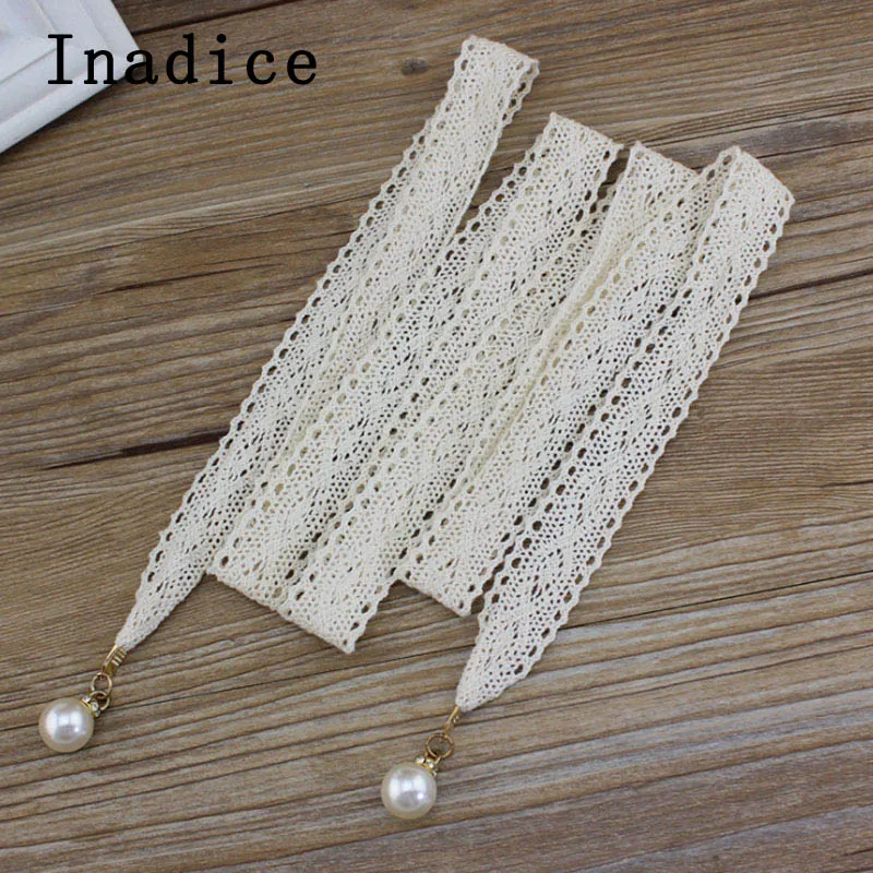 Inadice кружевная ткань декоративная поясная цепочка с жемчугом дамское платье