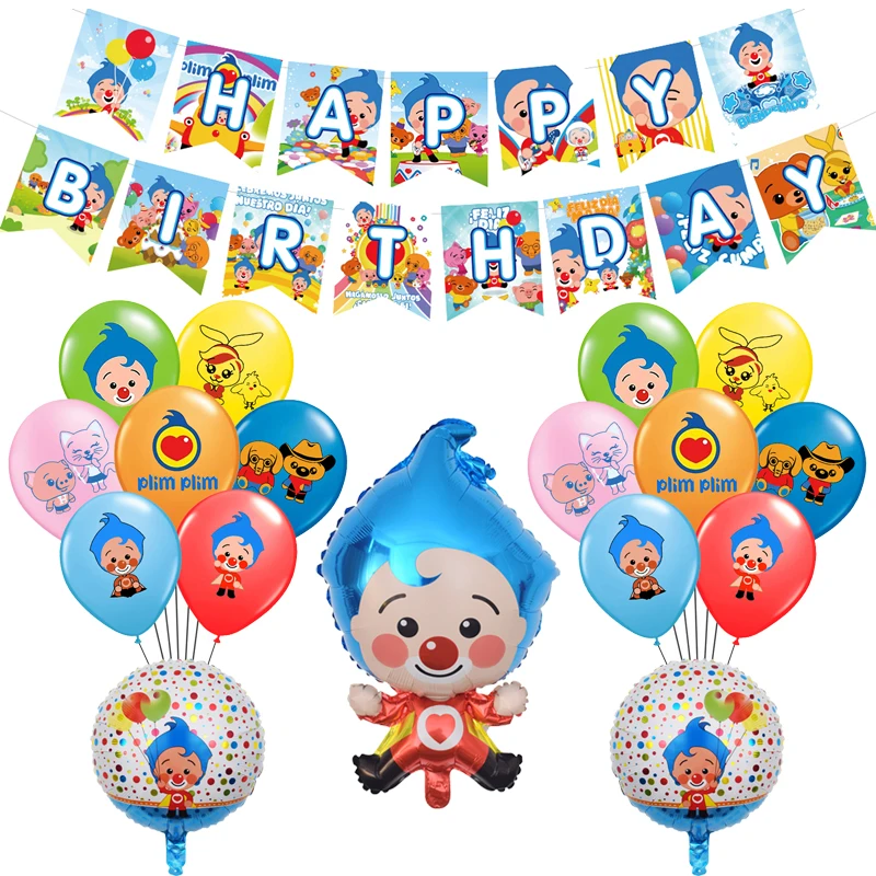 Plim латексные шары с рисунком красного синего клоуна фольгированные баннер на